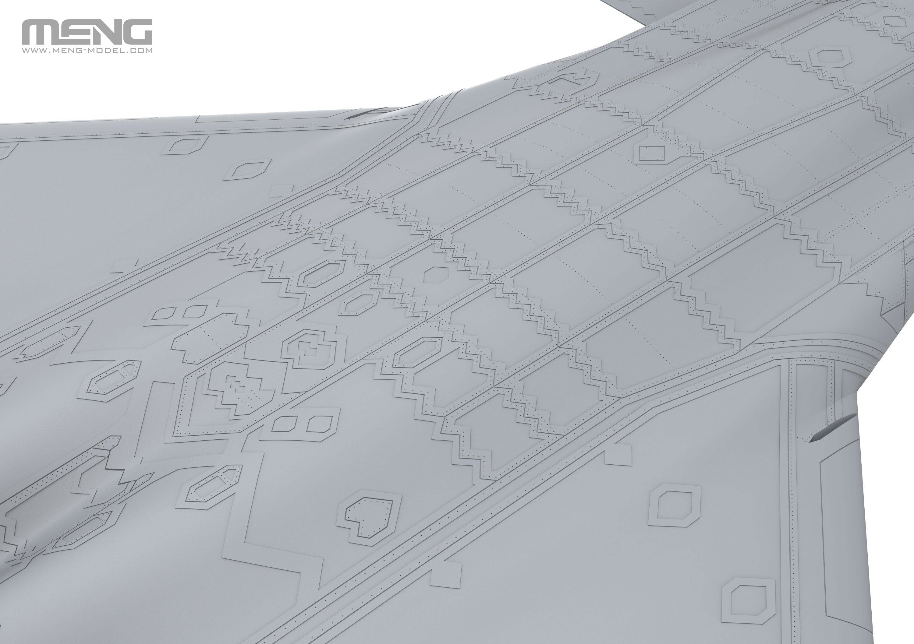 digital model - The shapes and details of the new-generation stealth coating on the fuselage surfaces are manufactured by high precision tooling.