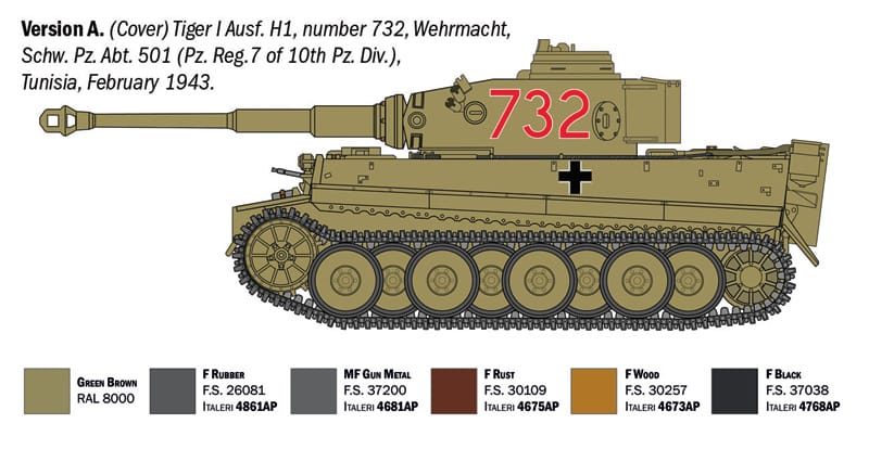 Italeri - 6767 - Pz.Kpfw. VI Ausf. H Tiger I - paint schemes