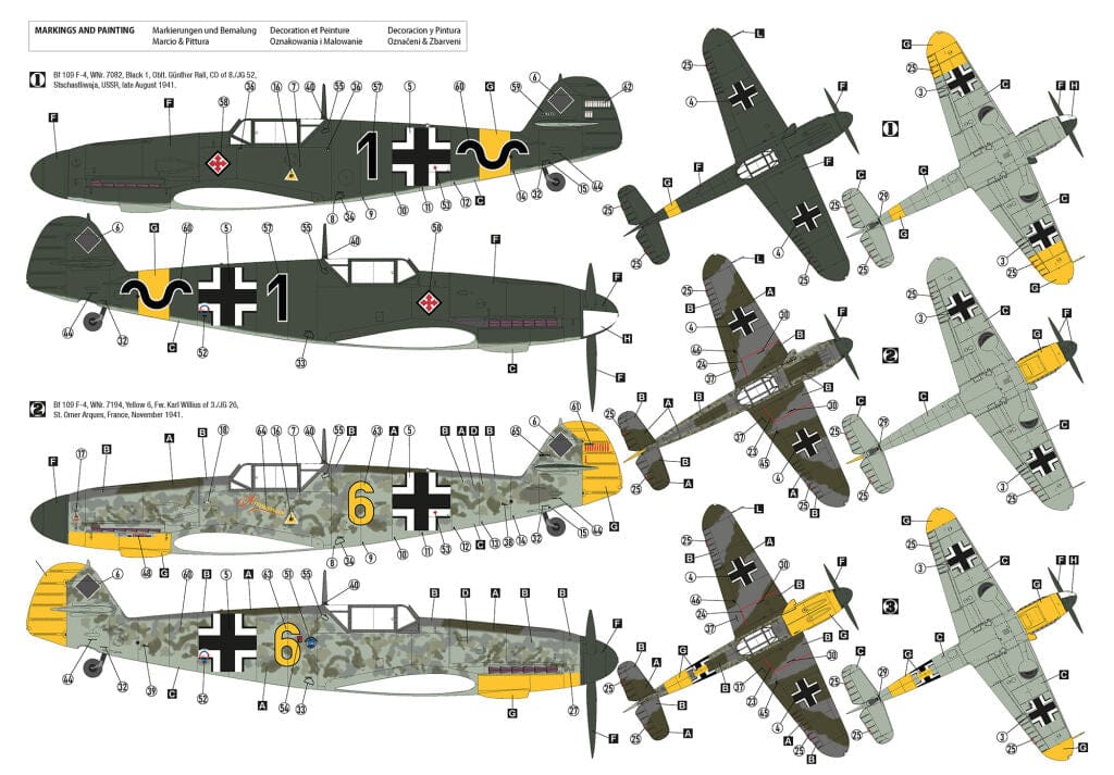 300 - Hobby 2000 - 32014 - Messerschmitt Bf 109 F-4 - paint schemes