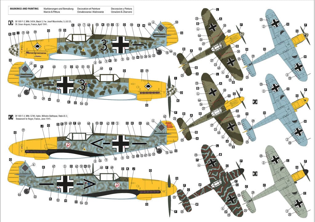 300 - Hobby 2000 - 32015 - Messerschmitt Bf 109 F-2 - paint schemes