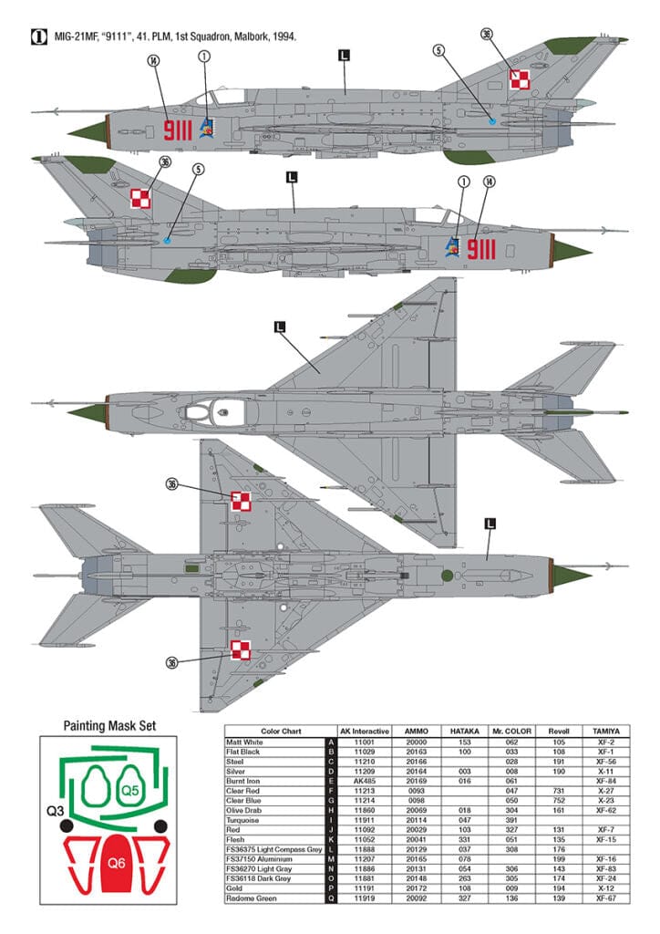 300 - Hobby 2000 - 32019 - Mikoyan-Gurevich MiG-21MF Fishbed J - paint schemes