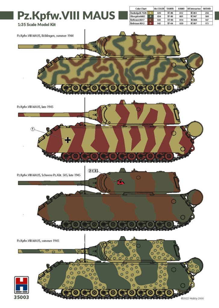 300 - Hobby 2000 - 35003 - Pz.Kpfw. VIII Maus - paint schemes