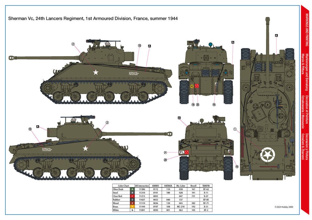 Hobby 2000 - 35008 - Sherman Firefly Vc - paint schemes