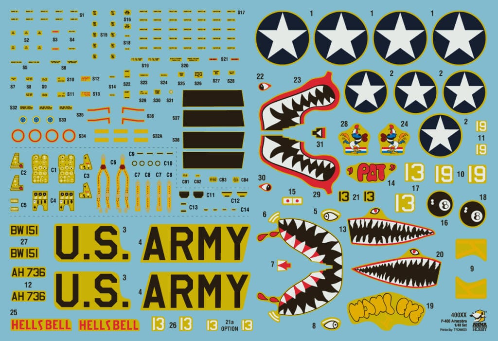 Arma Hobby - 40014 - Bell P-400 Airacobra - paint schemes