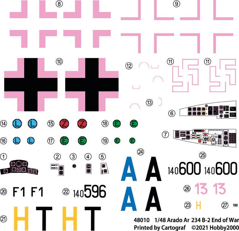 Hobby 2000 - 48010 - Arado Ar 234 B-2 Blitz - decals