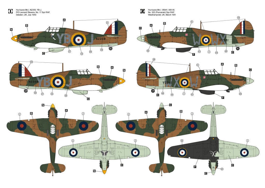 301 - Hobby 2000 - 48013 - Hawker Hurricane Mk Ia - paint schemes