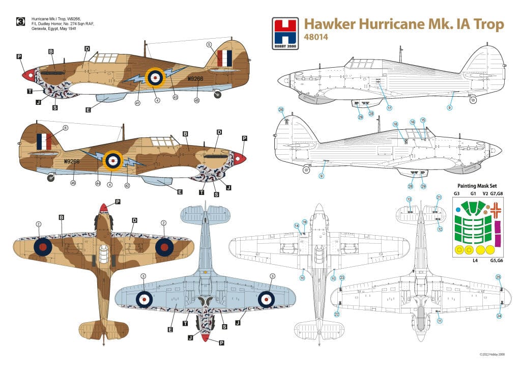 300 - Hobby 2000 - 48014 - Hawker Hurricane Mk Ia (trop) - paint schemes