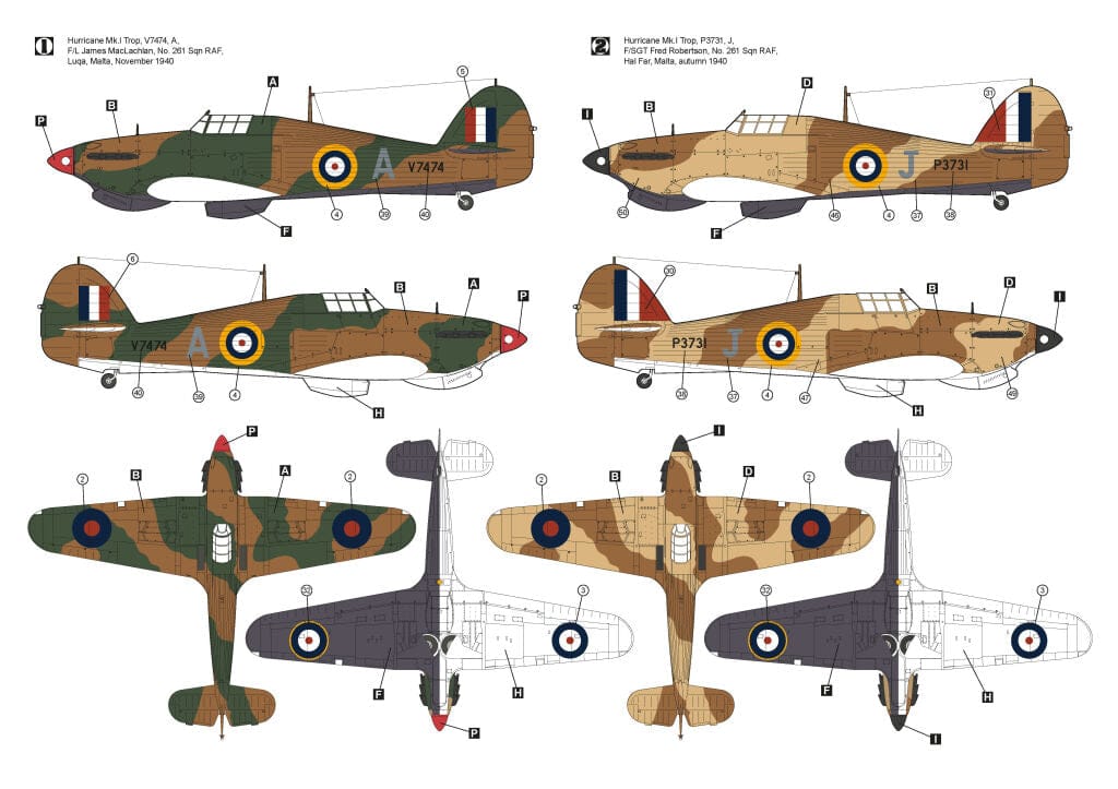 301 - Hobby 2000 - 48014 - Hawker Hurricane Mk Ia (trop) - paint schemes