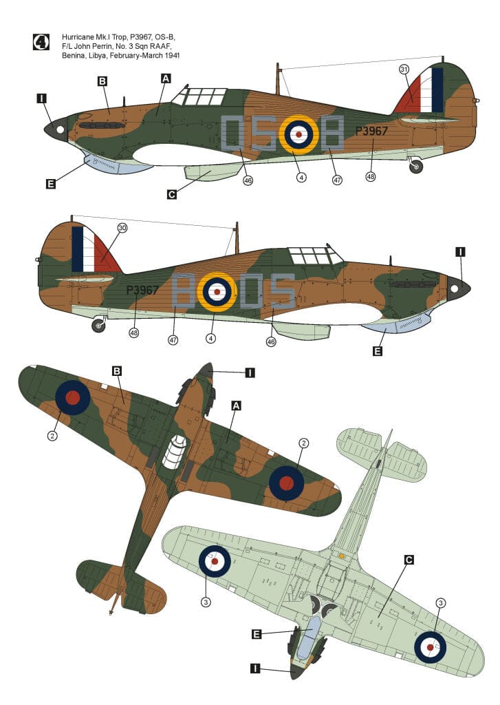 Hobby 2000 - 48014 - Hawker Hurricane Mk Ia (trop) - paint schemes