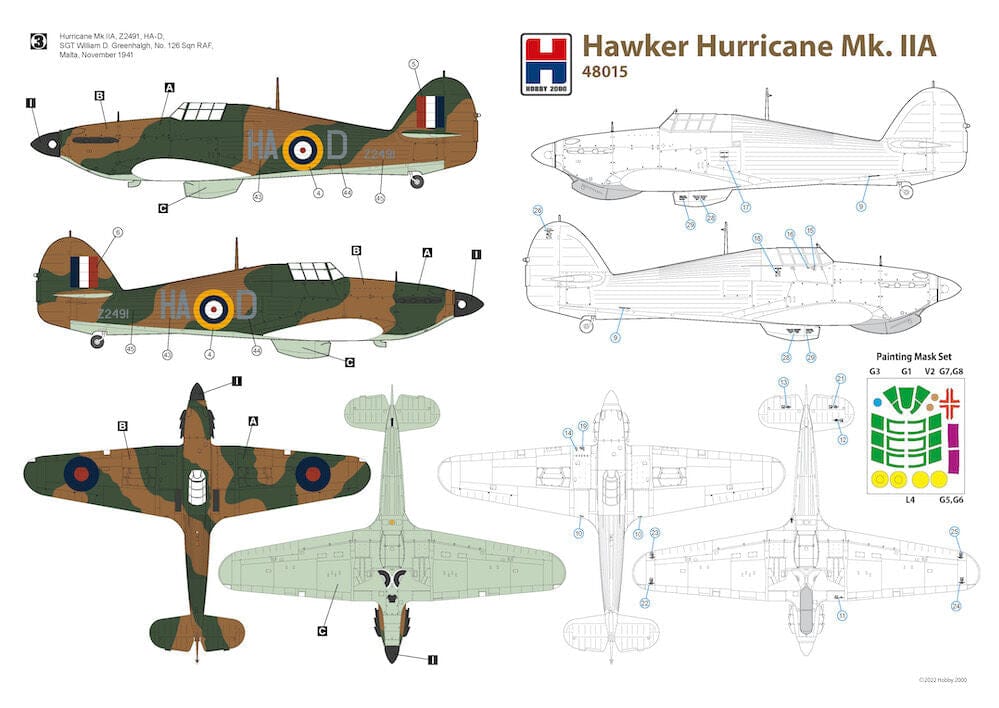 300 - Hobby 2000 - 48015 - Hawker Hurricane Mk IIa - paint schemes