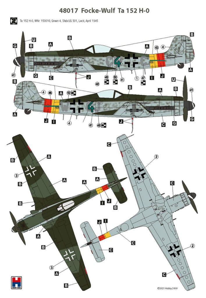 300 - Hobby 2000 - 48017 - Focke-Wulf Ta 152 H-0 - paint schemes