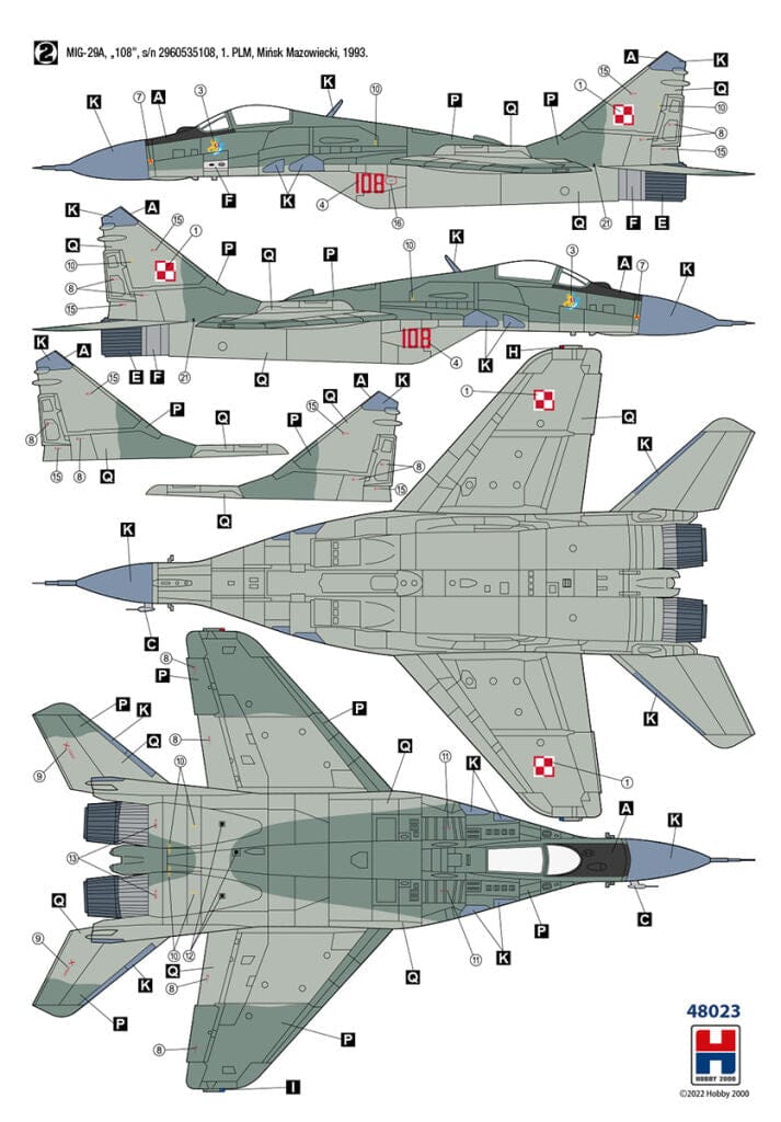 Hobby 2000 - 48023 - Mikoyan MiG-29A Fulcrum A - paint schemes