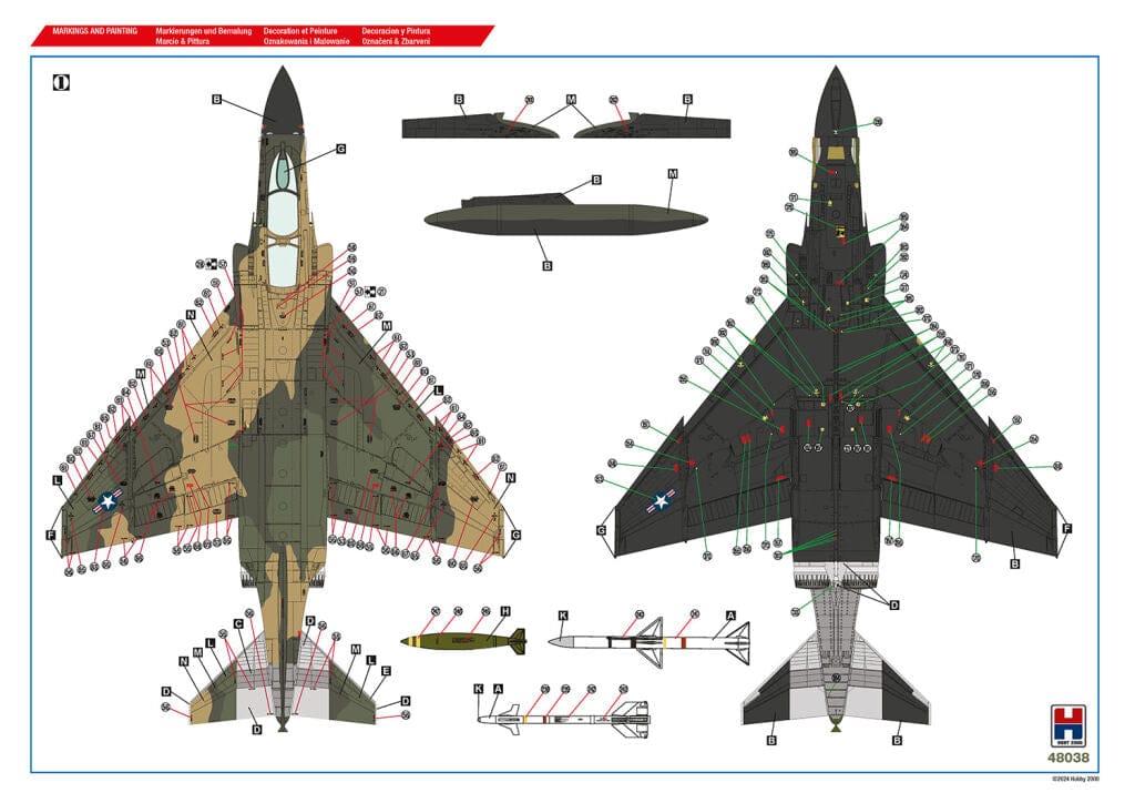 Hobby 2000 - 48038 - McDonnell Douglas F-4D Phantom II - paint schemes