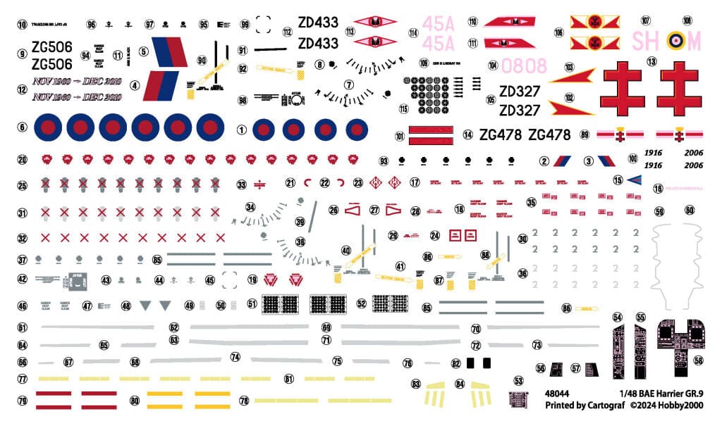 Hobby 2000 - 48044 - BAe Harrier GR.9 - decals