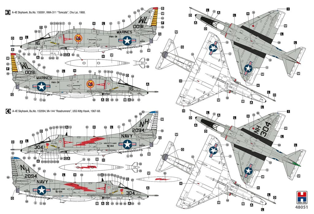 Hobby 2000 - 48051 - Douglas A-4E/F Skyhawk - paint schemes