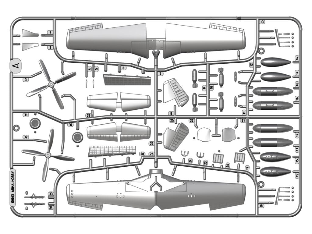 200 - Arma Hobby - 70073 - North American P-51D Mustang - sprue