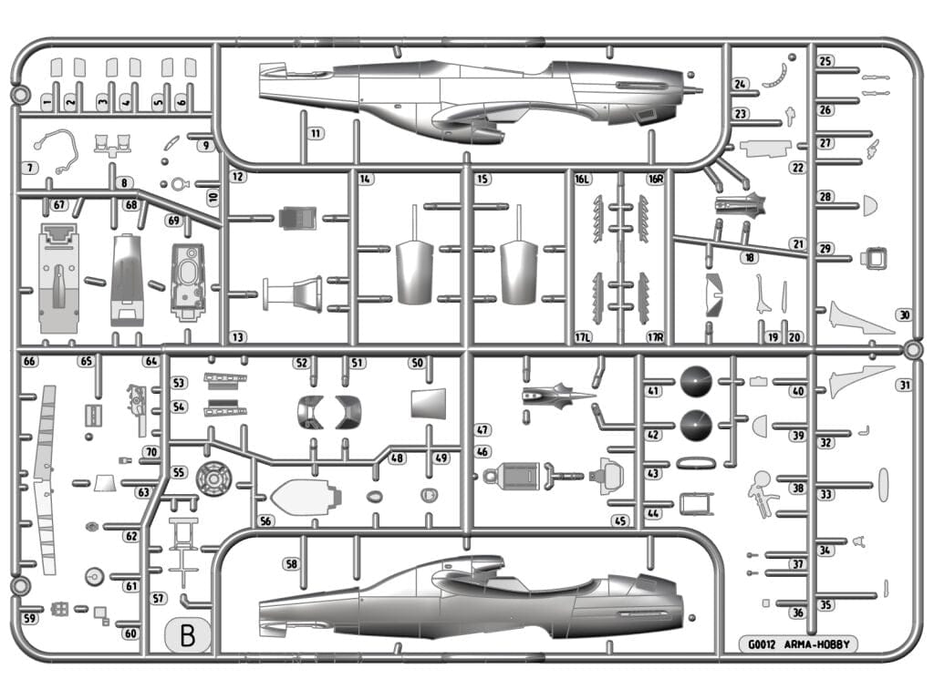 Arma Hobby - 70071 - North American P-51K Mustang / Mustang Mk IVa - sprue