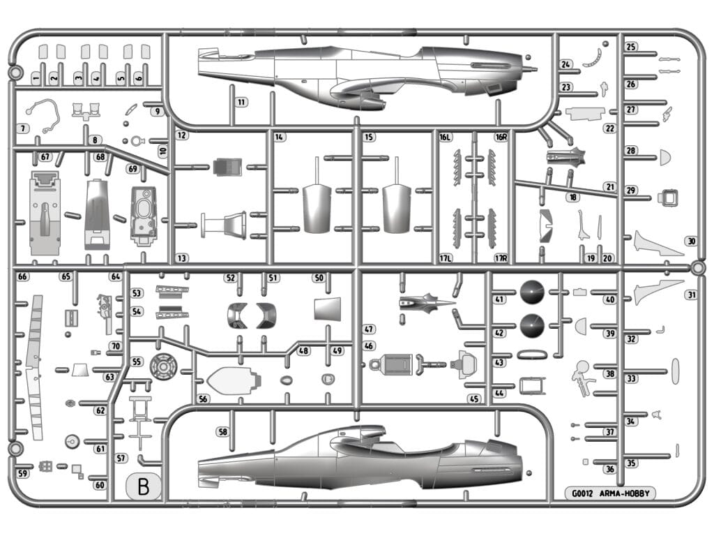 201 - Arma Hobby - 70073 - North American P-51D Mustang - sprue