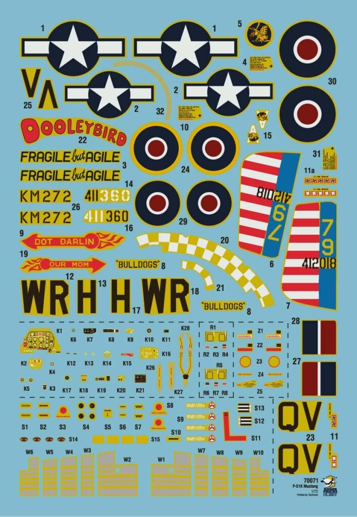 Arma Hobby - 70071 - North American P-51K Mustang / Mustang Mk IVa - decals