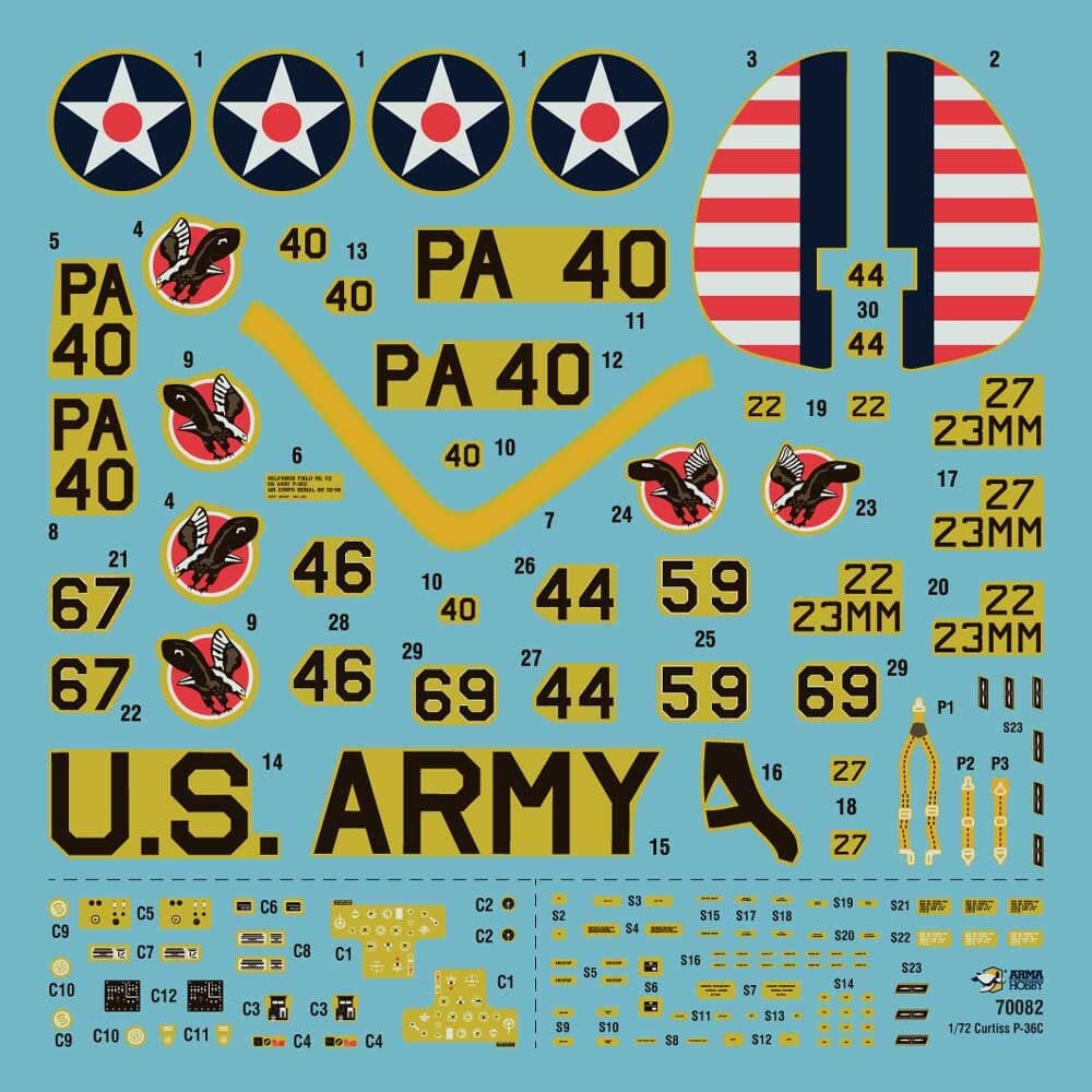400 - Arma Hobby - 70082 - Curtiss P-36C Hawk - decals