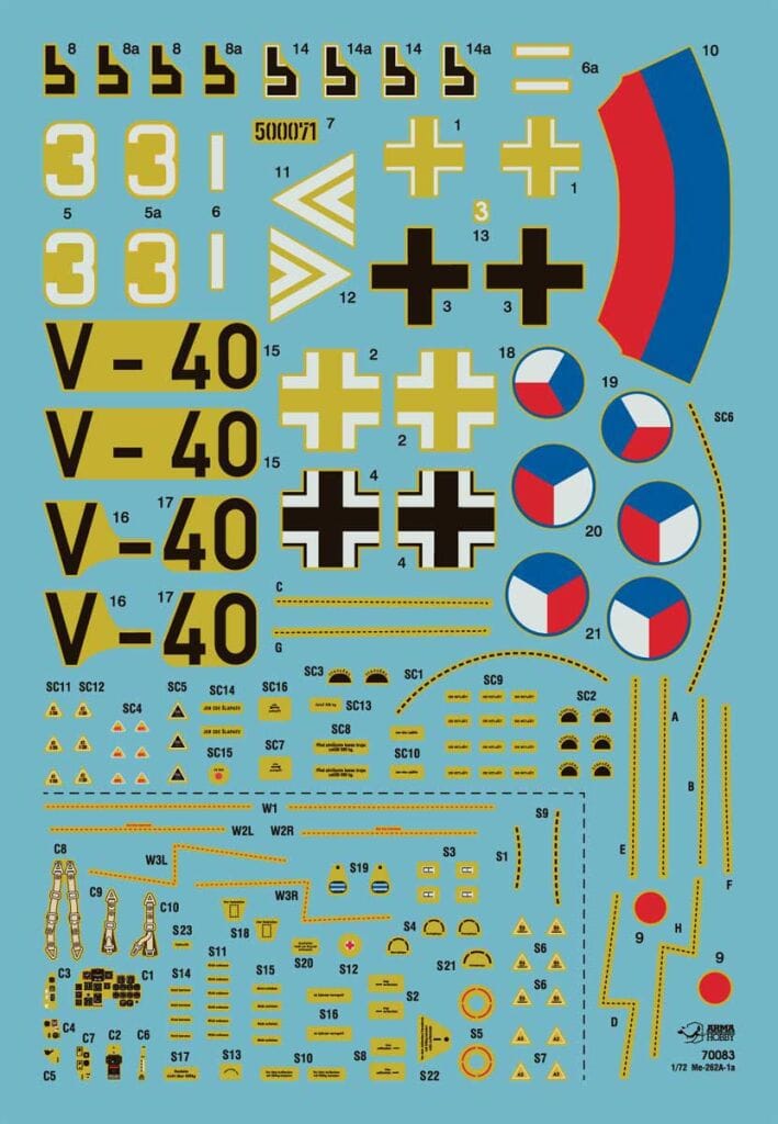 Arma Hobby - 70083 - Messerschmitt Me-262 A-1a Schwalbe - decals