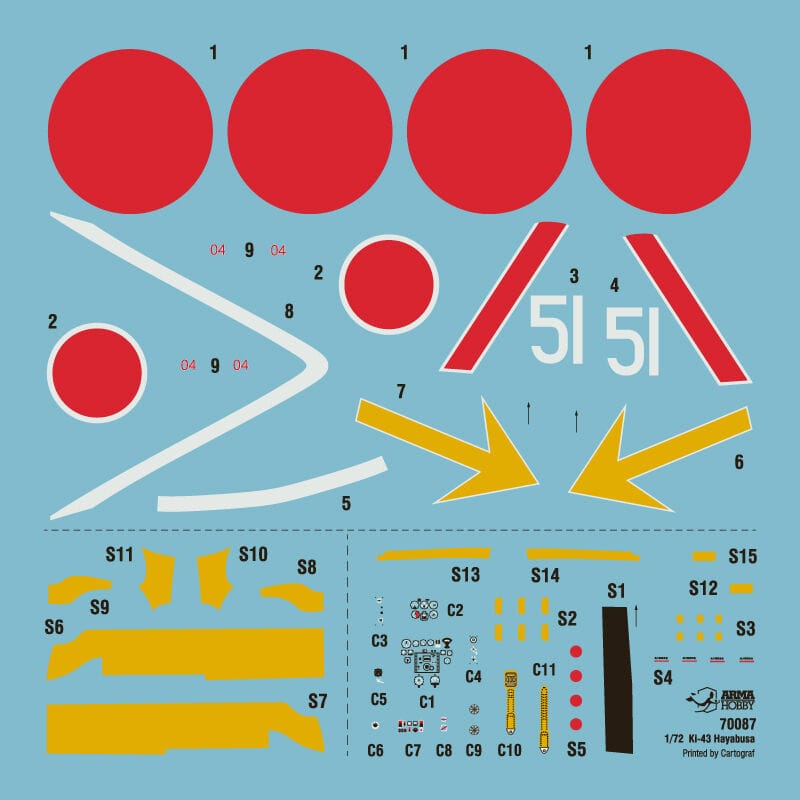 400 - Arma Hobby - 70087 - Nakajima Ki-43-II Otsu Hayabusa ‘Oscar’ - decals