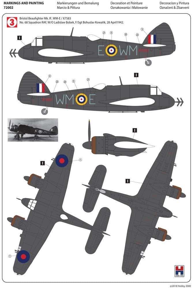 302 - Hobby 2000 - 72002 - Bristol Beaufighter Mk Ic / Mk If - paint schemes