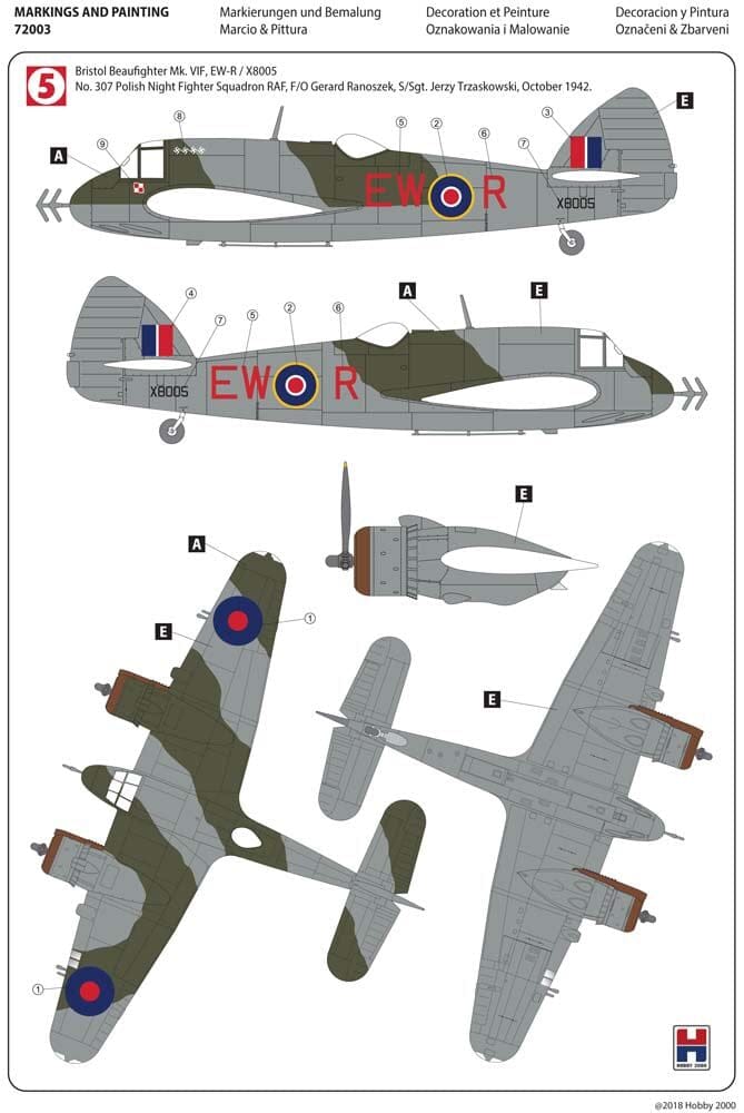 300 - Hobby 2000 - 72003 - Bristol Beaufighter Mk VIf - paint schemes