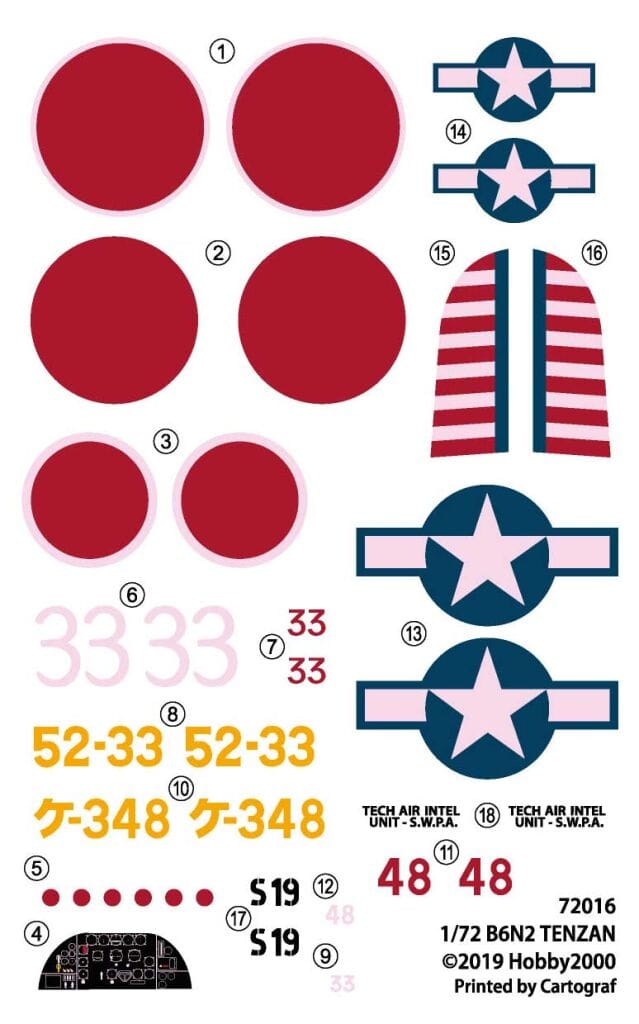 Hobby 2000 - 72016 - Nakajima B6N2 Tenzan Model 12 Jill - decals