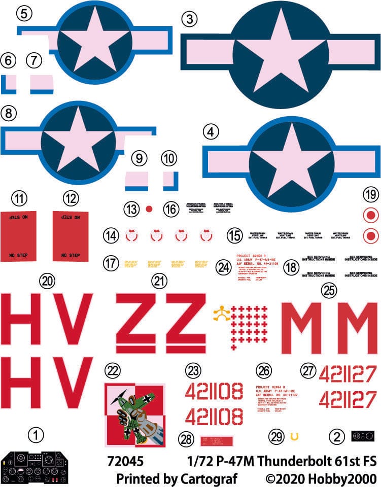 400 - Hobby 2000 - 72045 - Republic P-47M Thunderbolt - decals