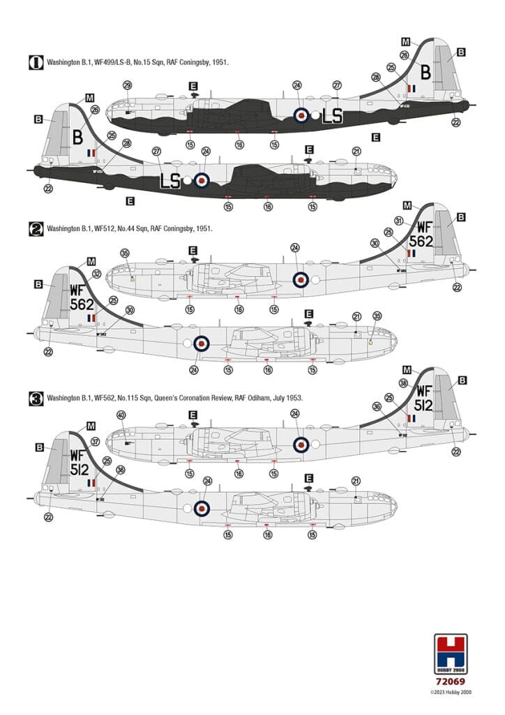 Hobby 2000 - 72069 - Boeing Washington B Mk 1 - paint schemes