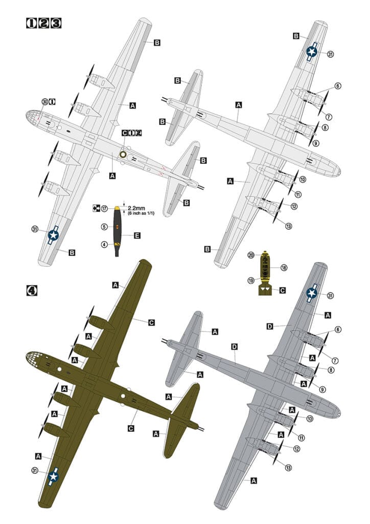 Hobby 2000 - 72070 - Boeing B-29 Superfortress - paint schemes