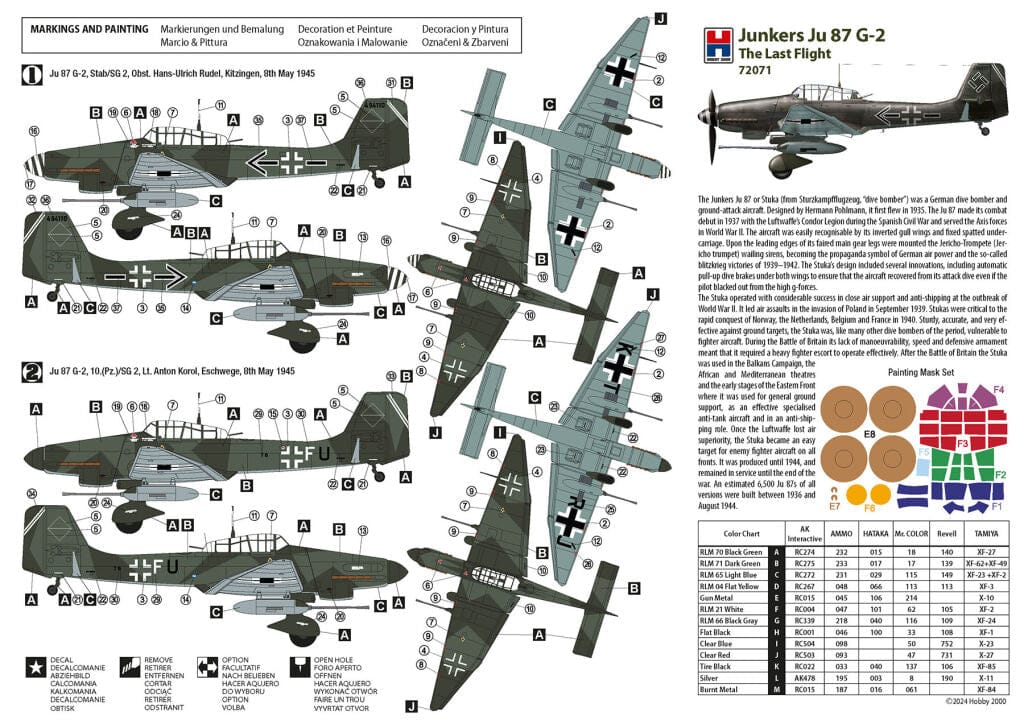 300 - Hobby 2000 - 72071 - Junkers Ju 87 G-2 Stuka - paint schemes