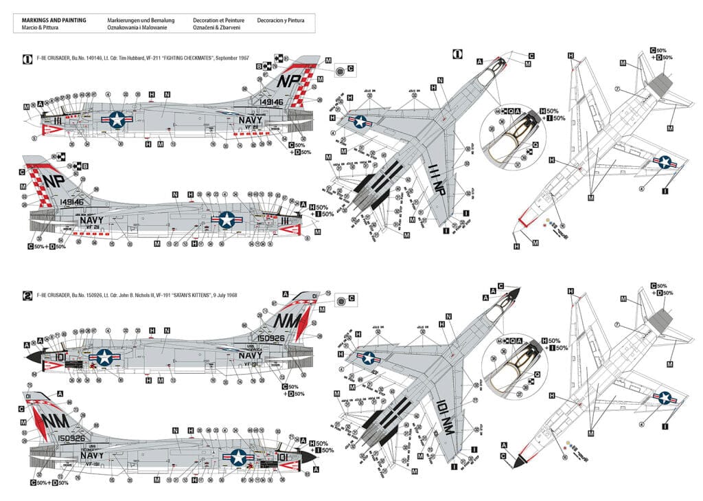 300 - Hobby 2000 - 72073 - Vought F-8E Crusader - paint schemes