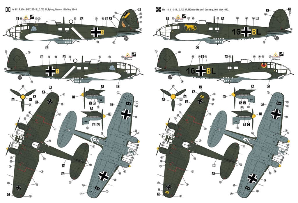 Hobby 2000 - 72077 - Heinkel He 111 P - paint schemes