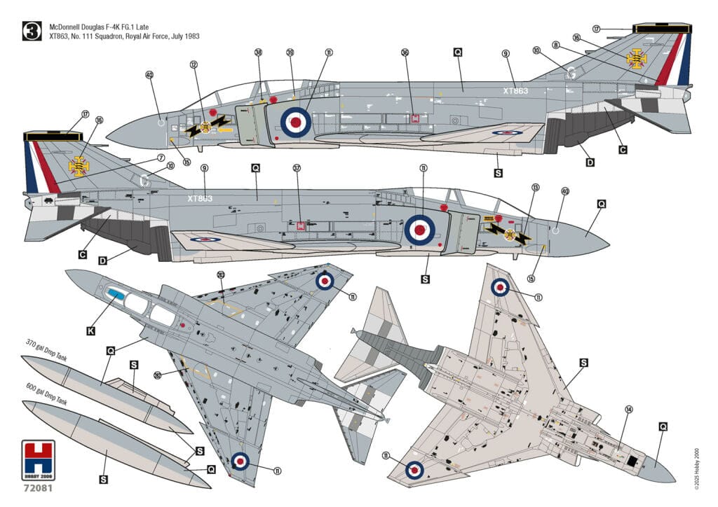 Hobby 2000 - 72081 - McDonnell Douglas F-4K FG.1 Phantom II - paint schemes