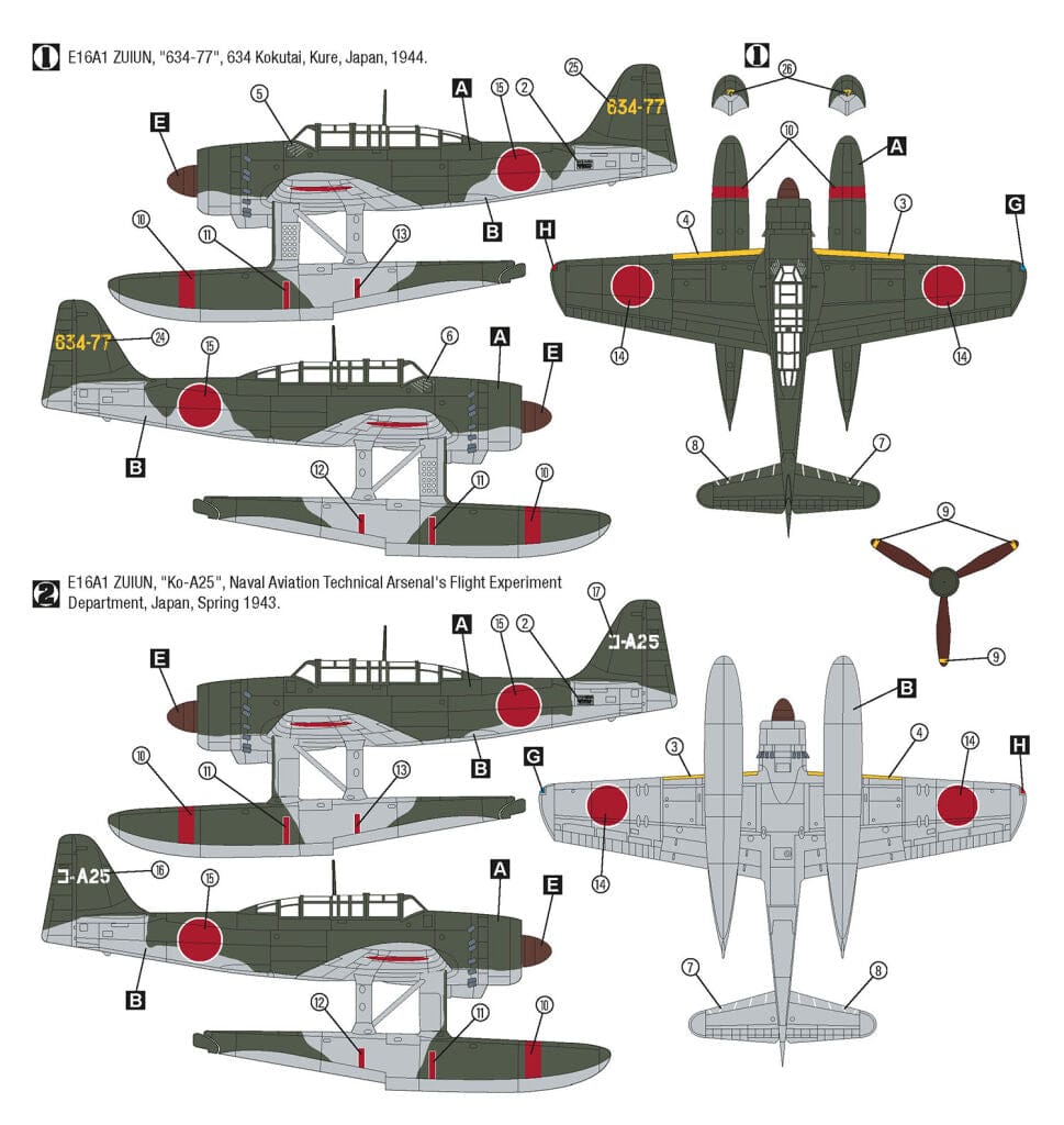 Hobby 2000 - 72086 - Aichi E16A1 Zuiun (early) ‘Paul’ - paint schemes