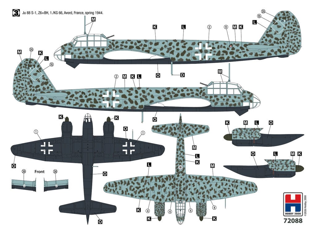 Hobby 2000 - 72088 - Junkers Ju 88 S-1 - paint schemes