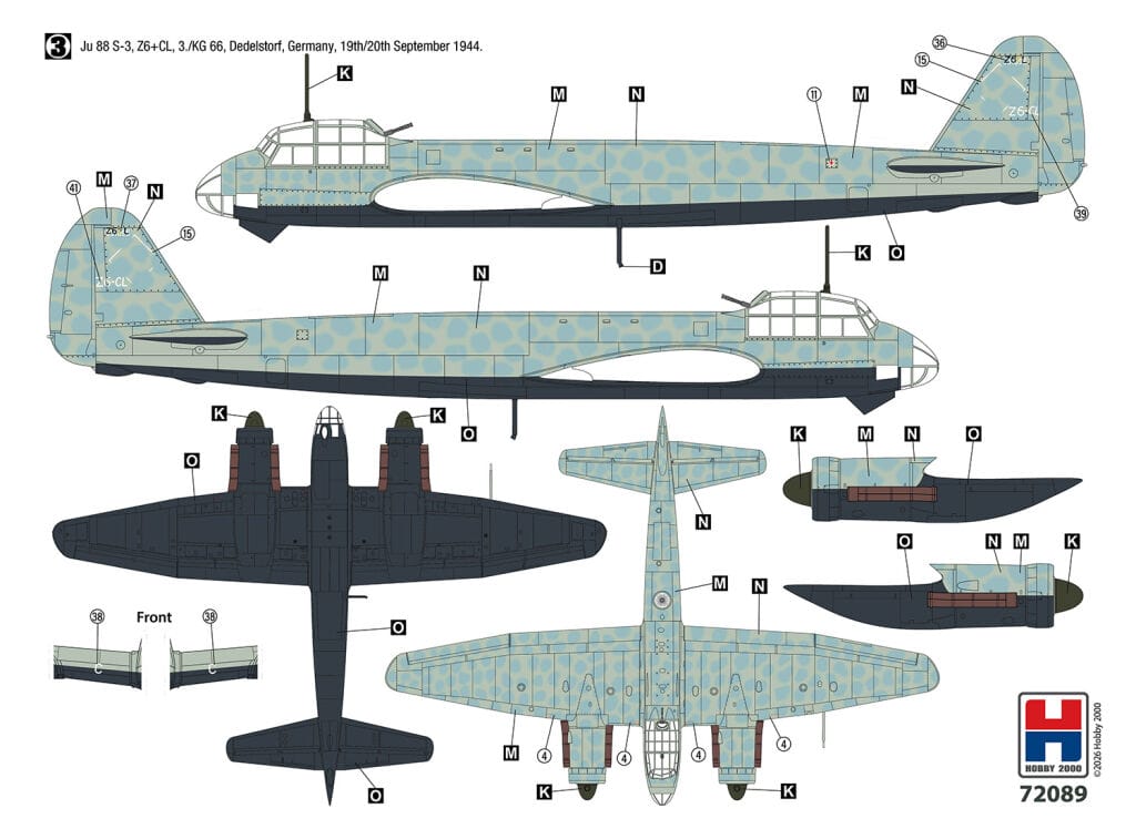 Hobby 2000 - 72089 - Junkers Ju 88 S-3 - paint schemes