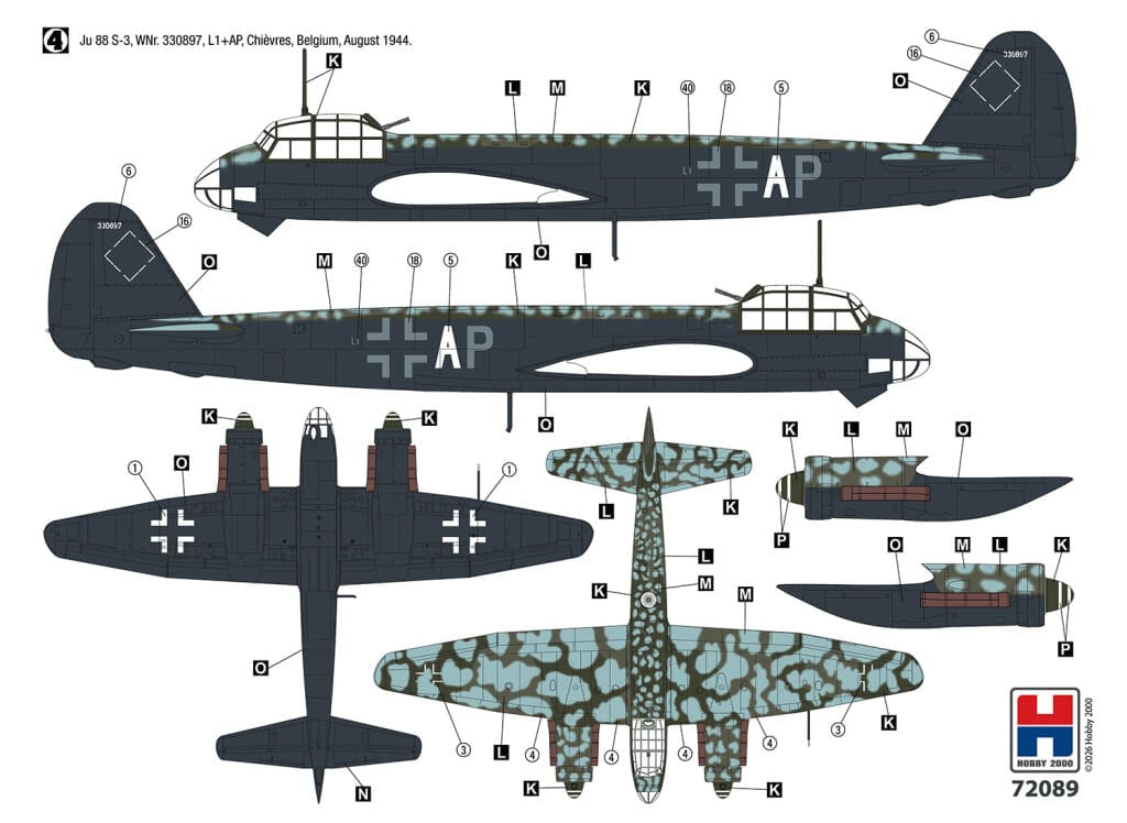 Hobby 2000 - 72089 - Junkers Ju 88 S-3 - paint schemes