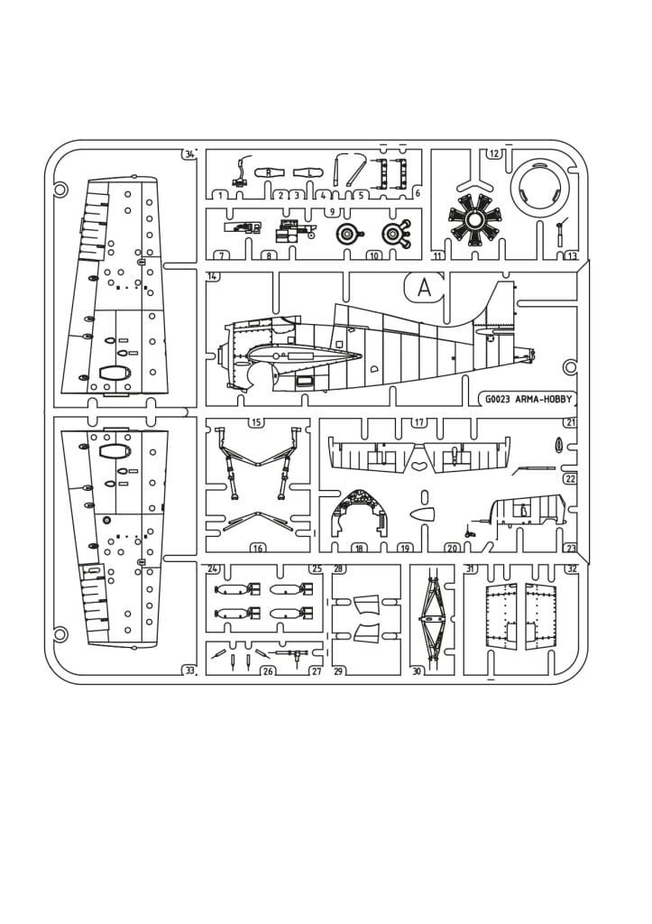 Arma Hobby - 70090 - Grumman F4F-3 Wildcat - sprue