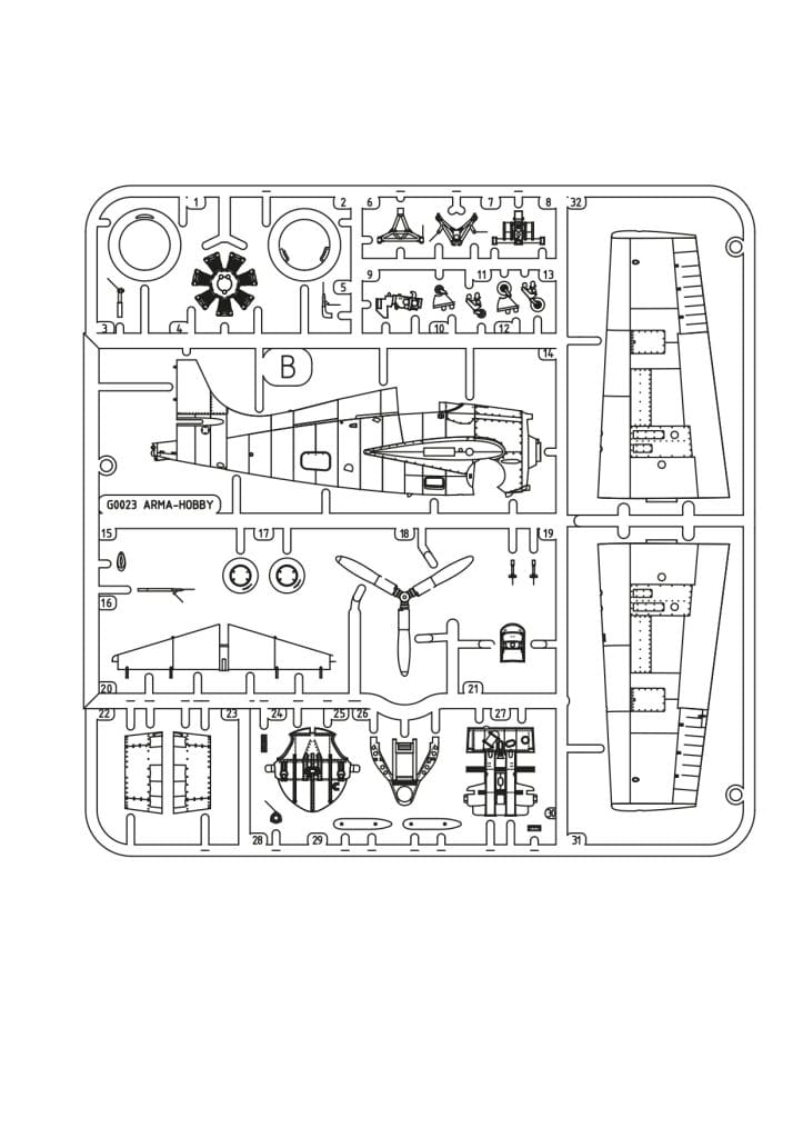 Arma Hobby - 70090 - Grumman F4F-3 Wildcat - sprue