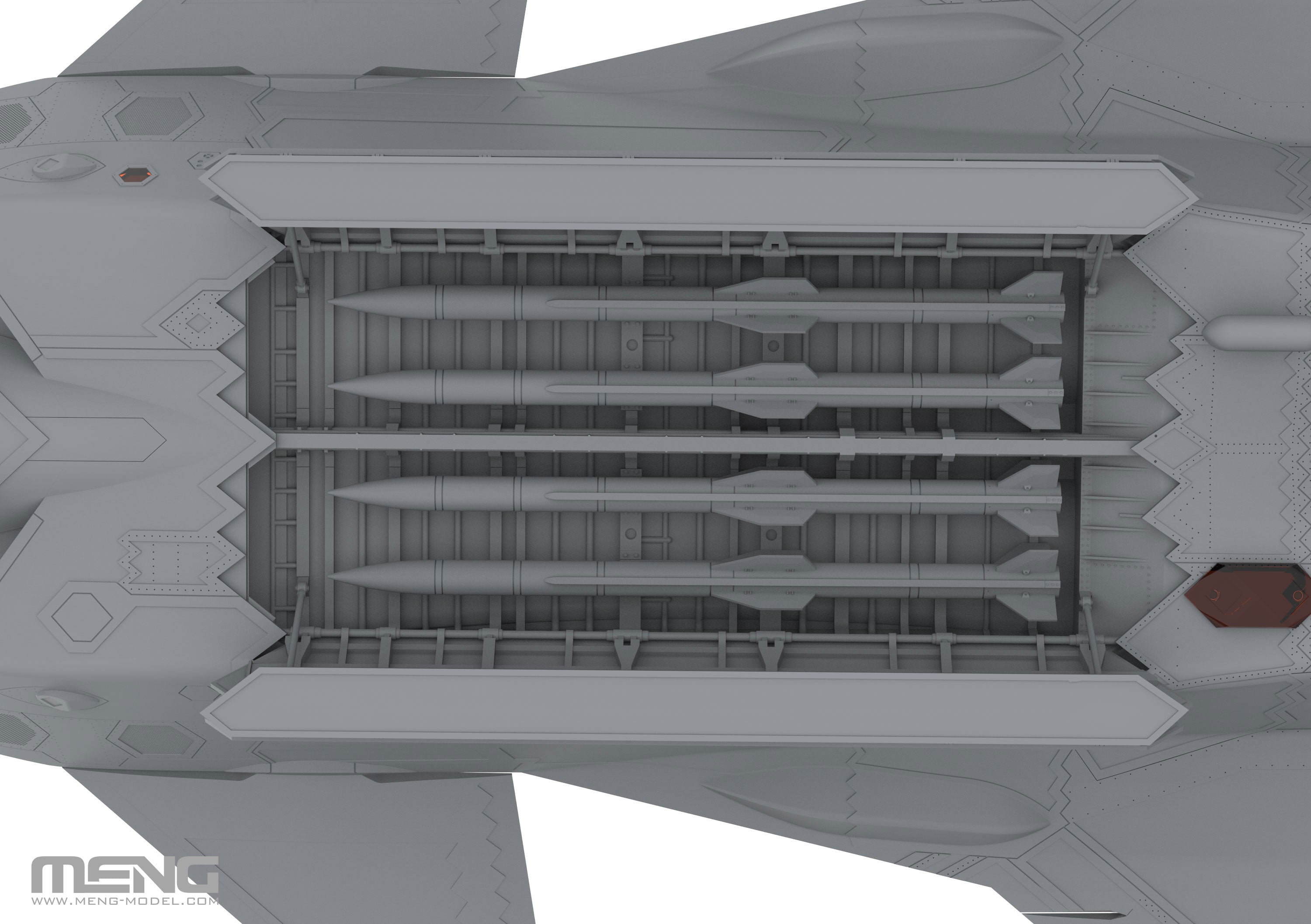 digital model - The belly weapons bay interior details are precisely replicated.