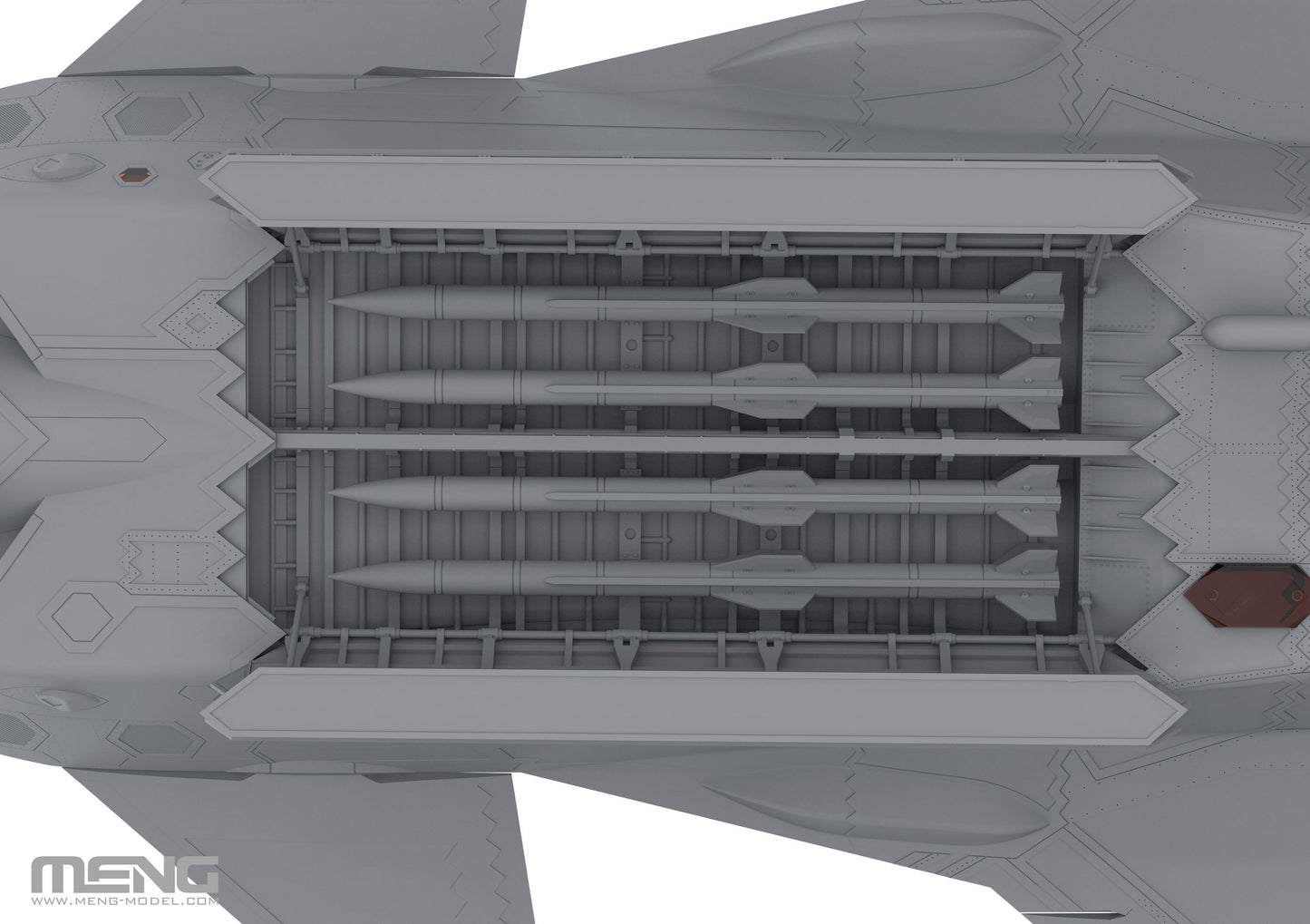 513 - digital model - The belly weapons bay interior details are precisely replicated.