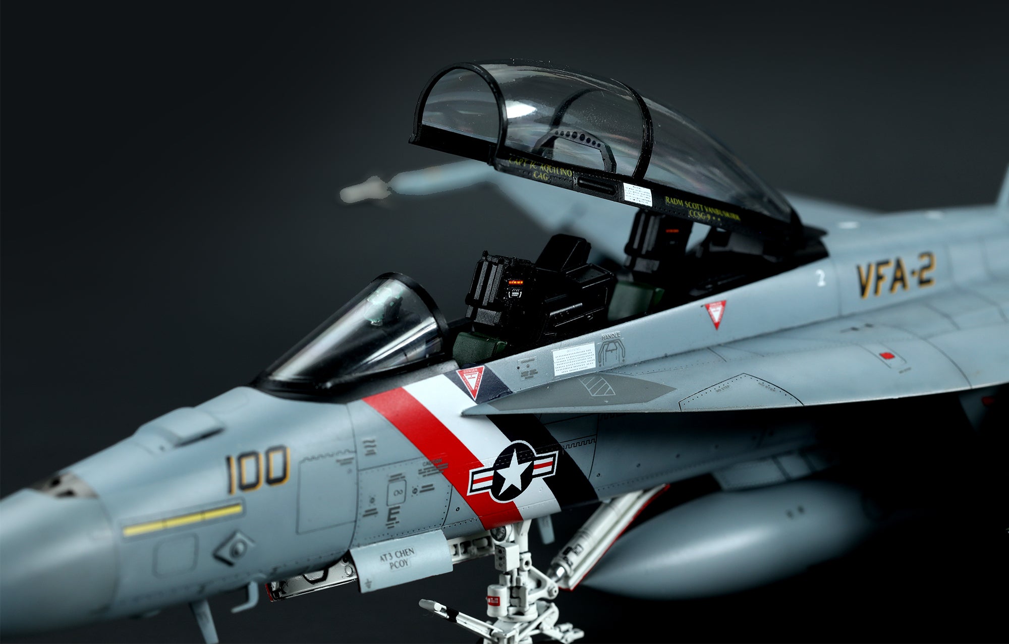 painted model - The cockpit canopy can be built in the open or closed position.