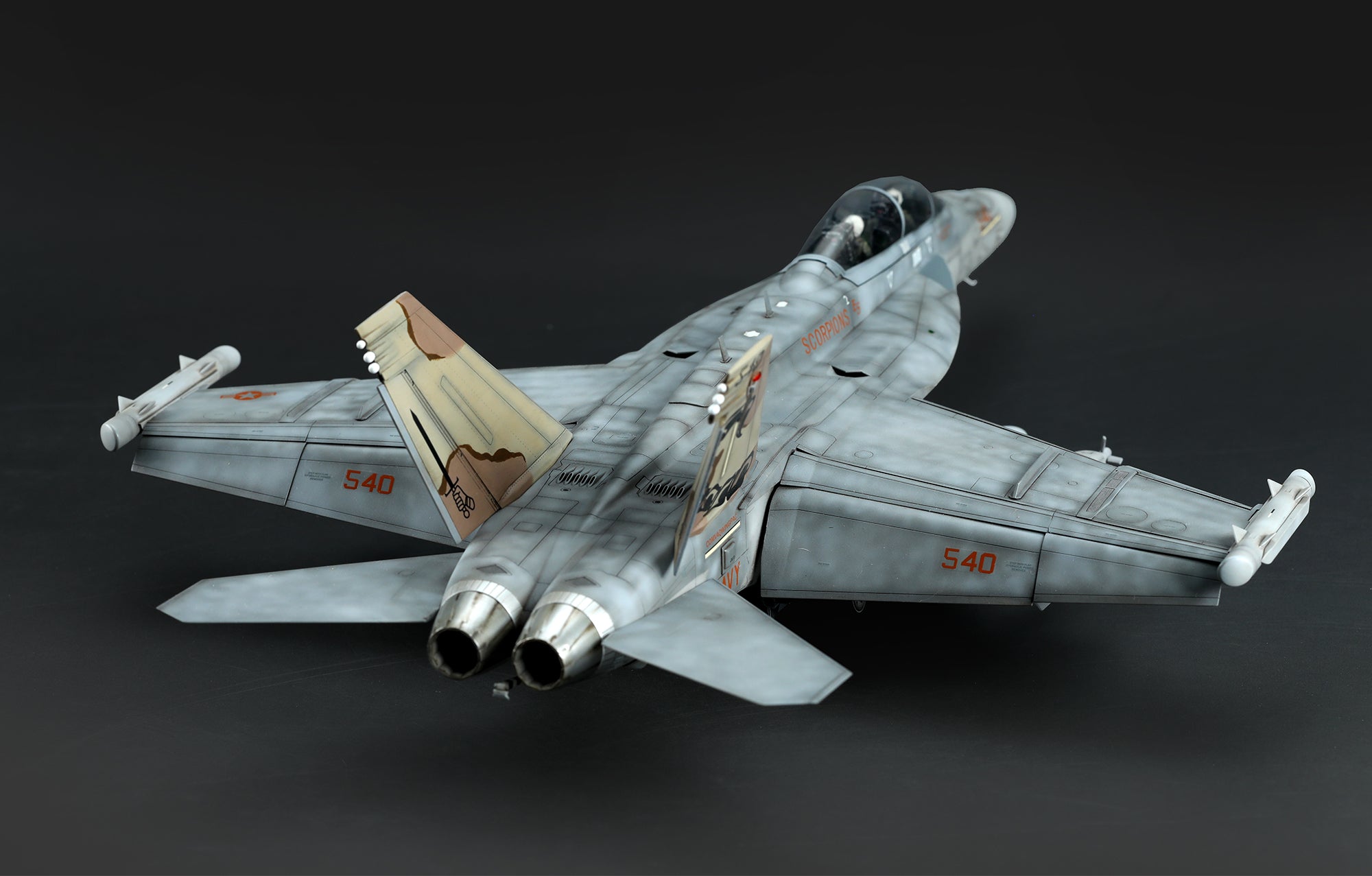 painted model - This kit features accurate exteriors of the EA-18G Growler Electronic Attack Aircraft.