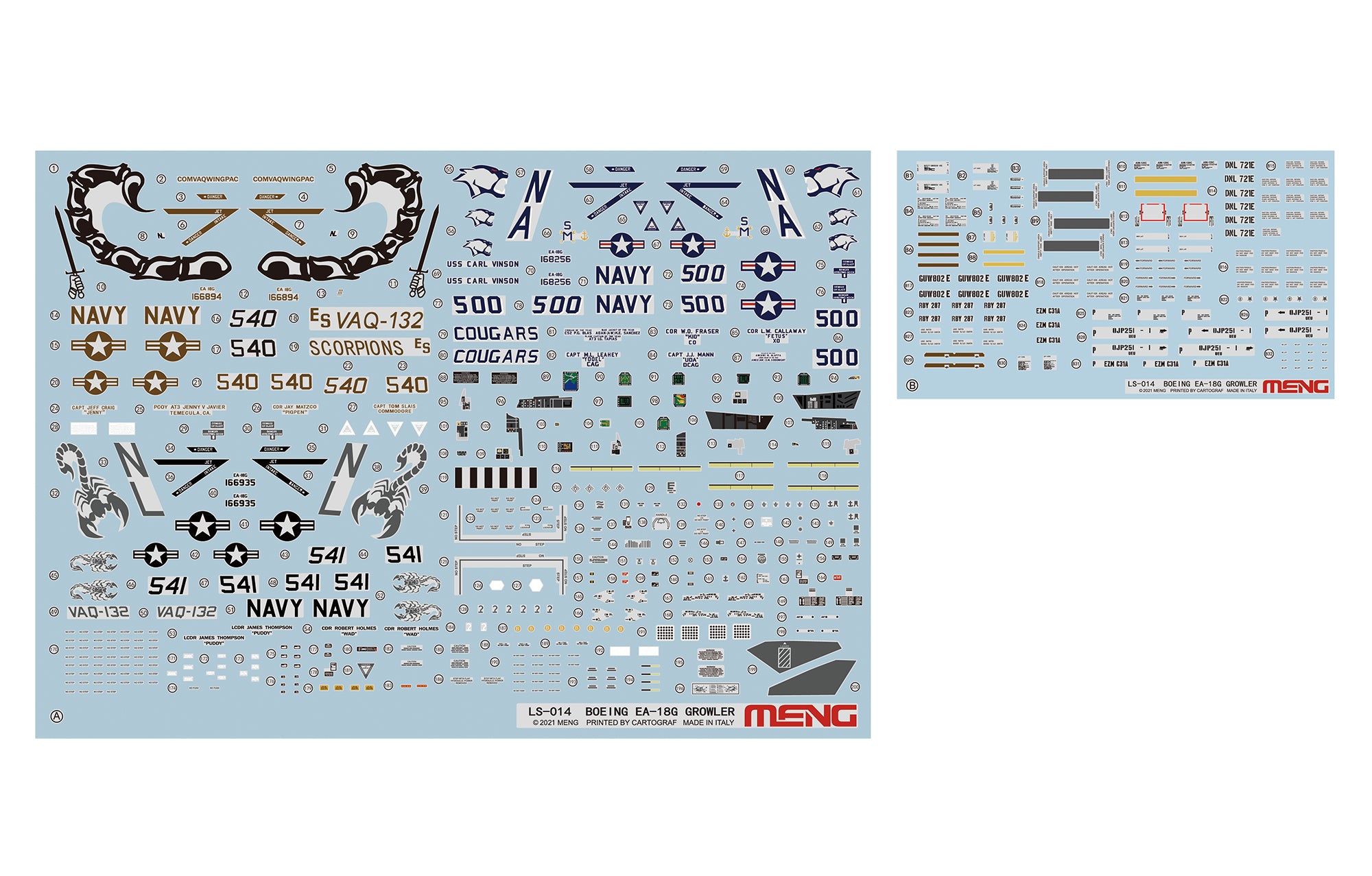 decals - Decals printed by Cartograf features clear images, accurate colors and easy application. This kit provides three paint schemes.