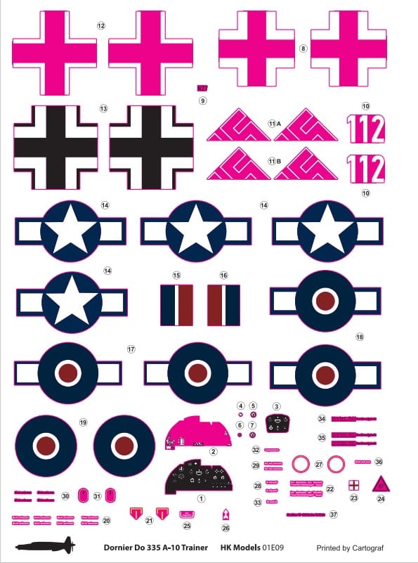 HK Models - 01E009 - Dornier Do 335 A-10 Pfeil - decals