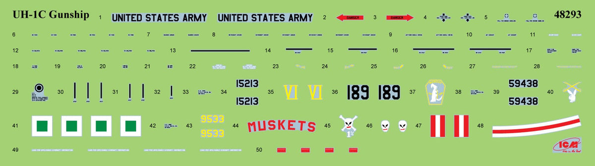 400 - ICM - 48293 - Bell UH-1C Iroquois ‘Huey’ - decals