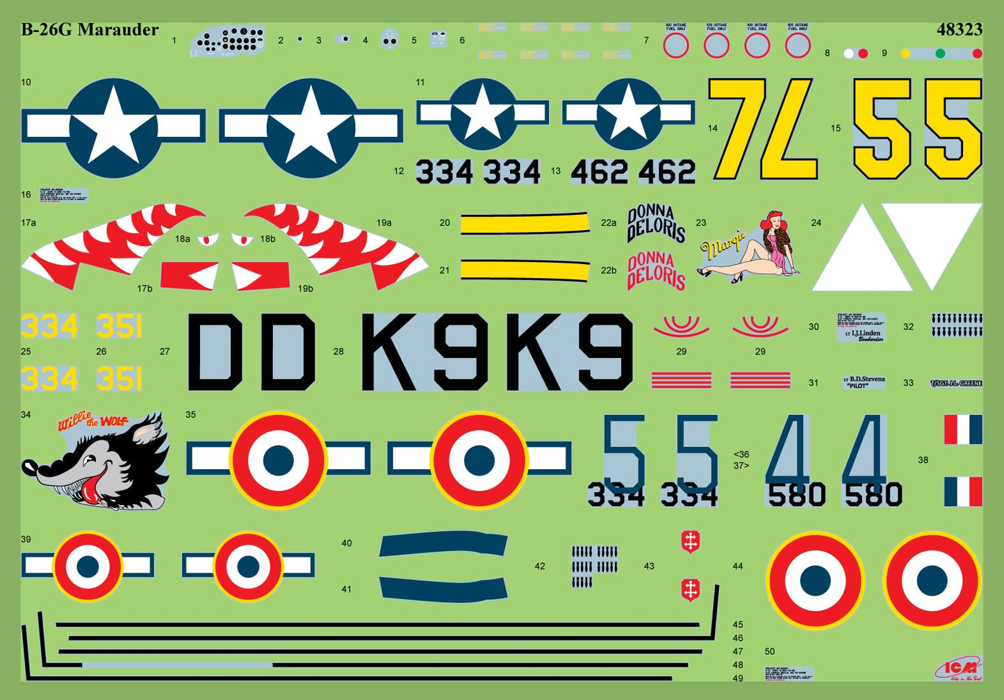 400 - ICM - 48327 - Martin B-26G Marauder and Marston Mat - decals